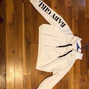 Stark white crop top hoodie